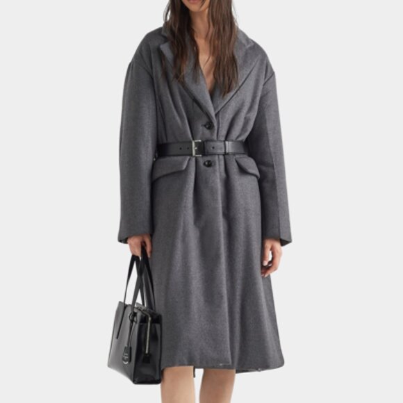 NWT Prada Padded Belted Coat Jacket Cashmere $5900 Logo Belt - Picture 1 of 2